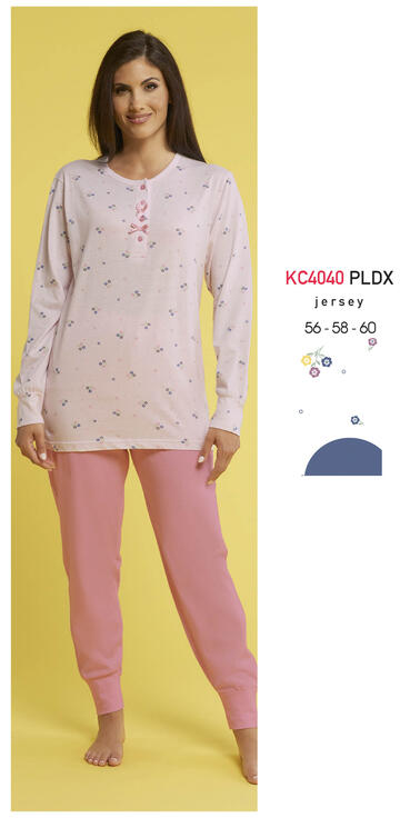 ART. KC4040 PLDX- pigiama donna m/l cotone kc4040 pldx calibrato - Fratelli Parenti